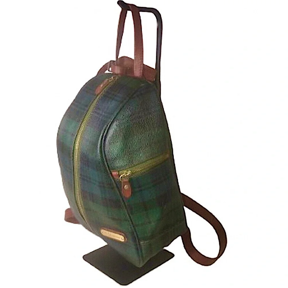RALPH LAUREN Black Watch Medium Backpack w/ Adjustable Leather Straps Vintage